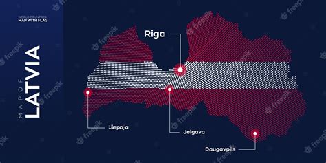 Premium Vector | Abstract vector map of latvia with capital and major cities