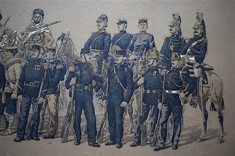 Proantic Charles Brun Lithographie Soldats Uniformes Militaires Milit