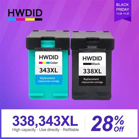 HWDID Refilled Ink Cartridge Replacement For HP 338 343 XL For HP