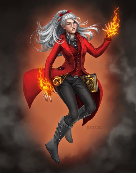 [ART] Cirice, the fiery half-elf Fiend Patron Warlock. : r/DnD