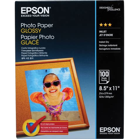 Epson Photo Paper Glossy (8.5 x 11", 100 Sheets) S041271 B&H