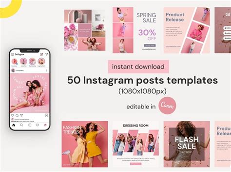 50 Fashion Instagram Post Templates Editable Canva Social Media