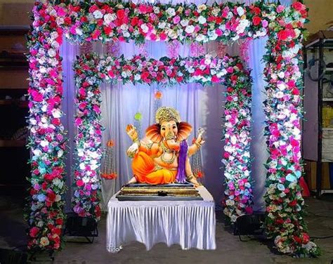 Ganpati Decoration Ideas at Home | Flower and Mandap Decoration ...