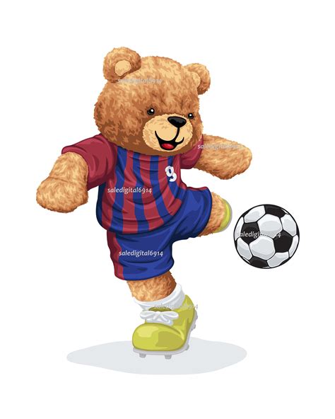 Teddy Bear Svg Png Jpgfootball Cartoon To Play Football Etsy