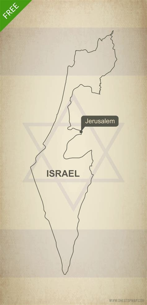 Free Vector Map of Israel Outline | One Stop Map