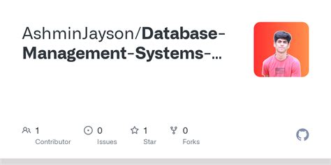 GitHub AshminJayson Database Management Systems Lab