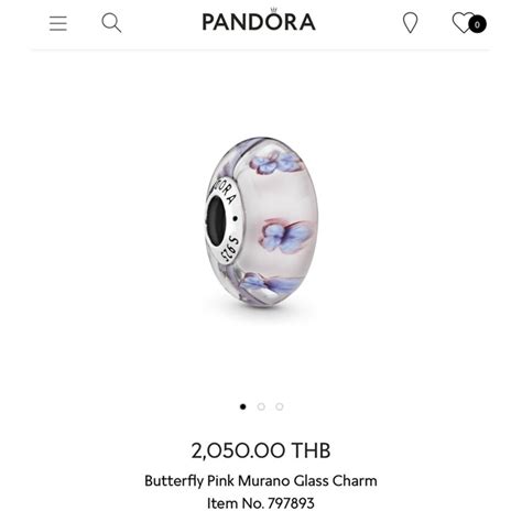 New Pandora Butterfly Pink Murano Glass Charm Shopee Thailand