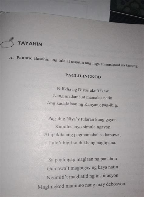 1 Anong Uri Ng Pag Ibig Ang Tinutukoy Sa Tula 2 Paano Natin