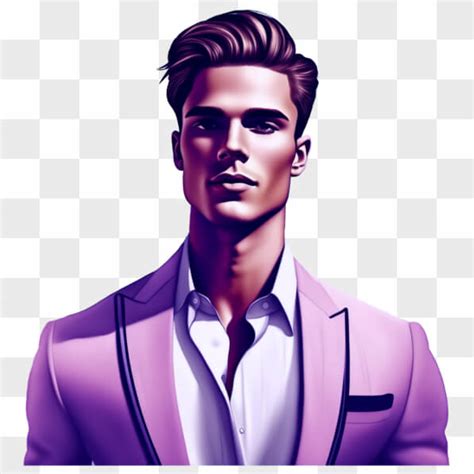 Descarga Hombre Elegante en Traje Morado y Camisa Blanca PNG En Línea