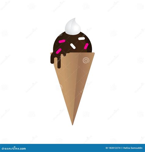 Ice Cream Cone with Sprinkles and Cream Toppings Stock Vector - Illustration of flavour, melt ...