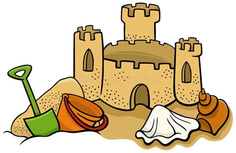 Cartoon Sand Castle on the Beach Clip Art Illustration Stock Vector ...