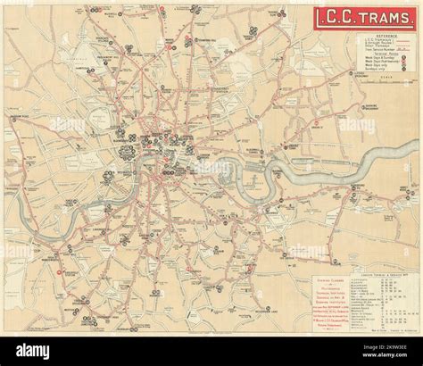 L.C.C. Trams. London County Council Tramways routes 1920 old antique ...