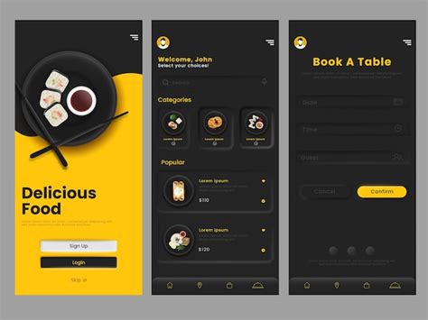 Premium Vector Restaurant Menu App Ui Kit Including Login Category