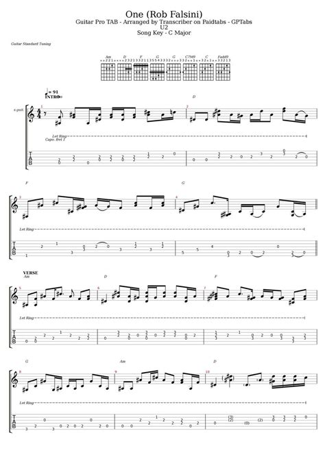 U2 One Guitar Chords