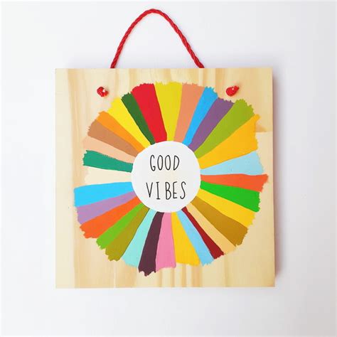 Good Vibes Quadro Em Pinus Pintado A Mao Elo7