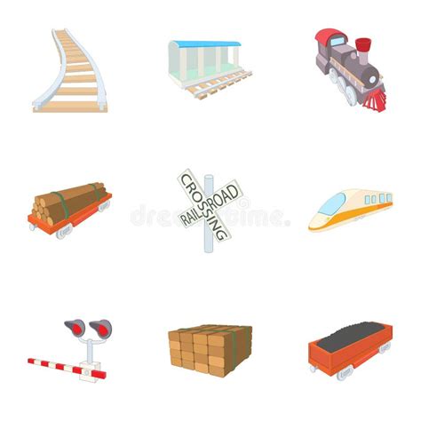 Train Icons Set Cartoon Style Stock Vector Illustration Of Express