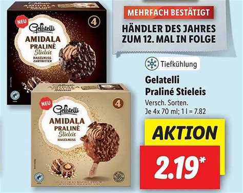 Gelatelli Pralin Stieleis Angebot Bei Lidl Prospekte De