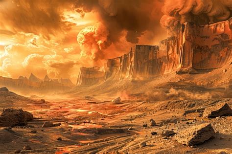 Premium Photo Apocalyptic Landscape With Dramatic Sky Desert