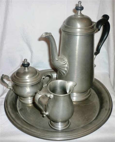 Vntg Oneida Heirloom Pewter Pc Coffee Set Coffee Pot Creamer Sugar