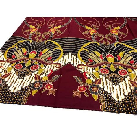 Jual Kain Batik Laweyan Solo Motif Gunungan Tirta Teja Merah Maroon