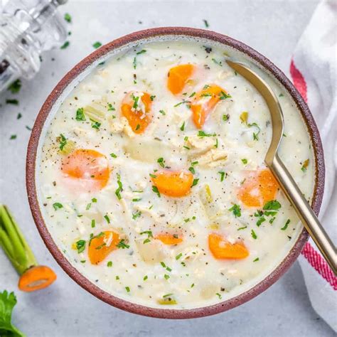 Easy Creamy Chicken And Rice Soup Healthy Fitness Meals