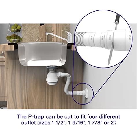 EasyDrain Universal P Trap Expandable Flexible ONE Side Is A 1 1 2