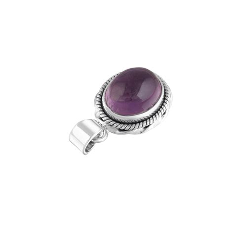 Genuine Amethyst Gemstone Solid Oxidized Sterling Silver Boho Oval