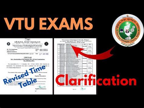 Revised Time Table For First Sem Scheme Students Vtu Youtube