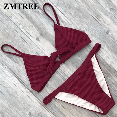 ZMTREE Bowknot Bikini Set 2018 Swimwear Strappy Bathing Suit Hollow Out