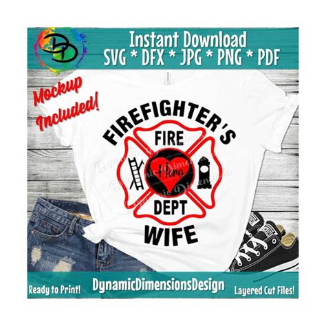 Firefighter Wife Svg Firefighter Svg Thin Red Line Svg Fi Inspire