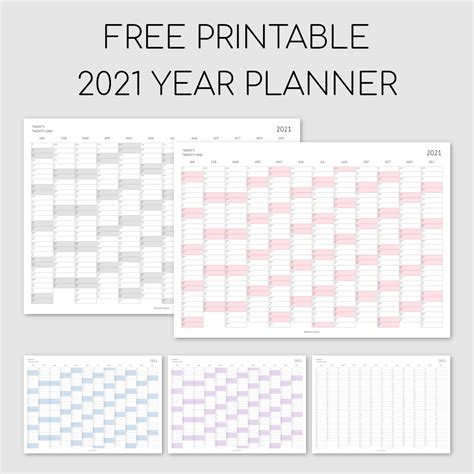 Printable 2021 Year Planner Yearly Planner Calendar Printables Planner