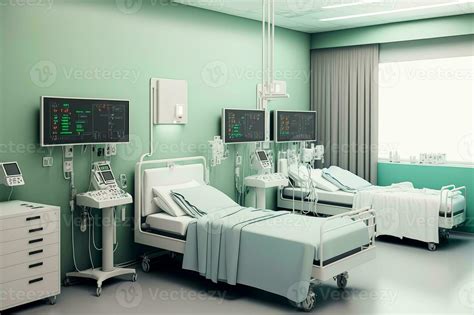 Modern recovery room with beds and comfortable medical equipment ...