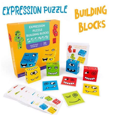 Jual Mainan Anak Expression Puzzle Building Blocks Balok Ekspresi Wajah