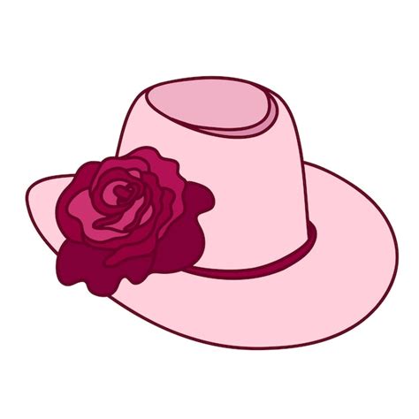 Premium Vector Retro Cowgirl Hat With Rose Vector Illustration In Pink Color