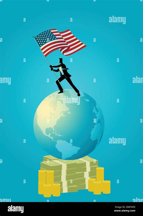 Business Concept Illustration Of A Businessman Holding The Flag Of Usa