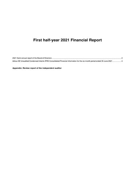 First Half Year 2021 Financial Report Appendix Review Report Of The