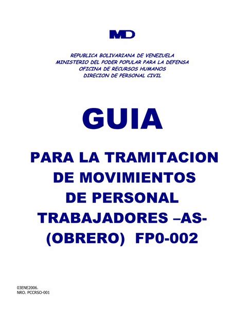 Pdf Guia Para La Tramitacion De Movimientos De Personal Obrero