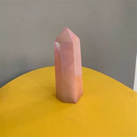 1016G NATURAL ROSE Quartz Plated Pink Crystal Obelisk Wand Point Tower