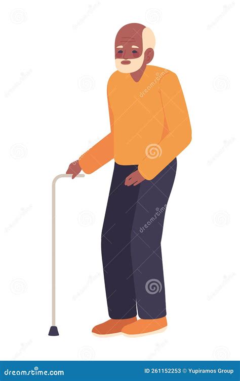 Old Man With Walk Stick Stock Vector Illustration Of Isolation 261152253