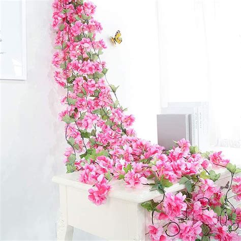 2 3M Artificial Silk Sakura Flowers Fake Vine Ivy Hanging Garland