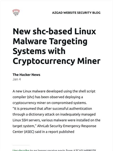 Azgad Security New Post New Shc Based Linux Malware Targeting