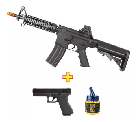 Kit Rifle M4a1 Vigor Rossi Pistola V307 Mola 6mm 1000bbs Frete grátis