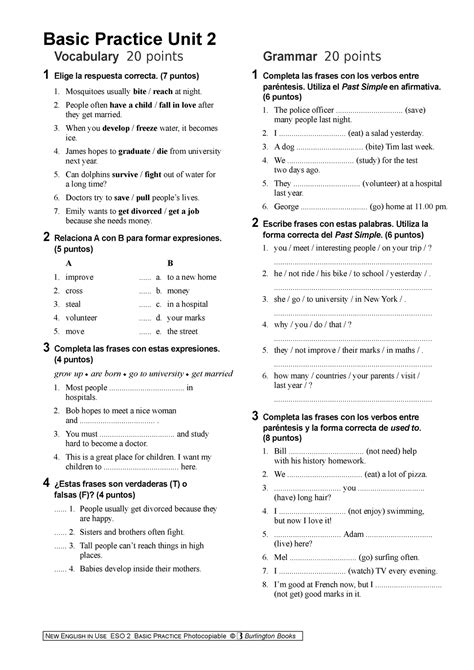 New Eng In Use Basic Practice U Basic Practice Unit Vocabulary