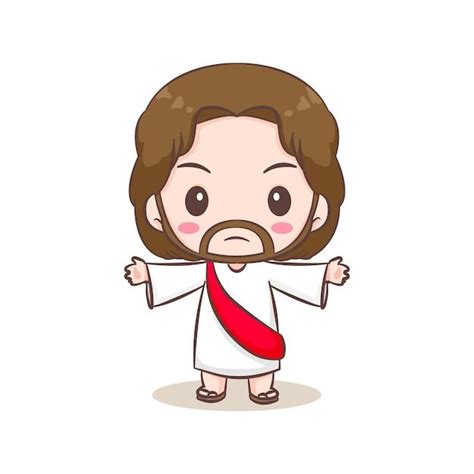 Hand Drawn Chibi Jesus Christ Cartoon Praying Vector