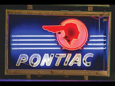 Pontiac With Full Feather And Stripes Logo Neon Sign Auburn Spring