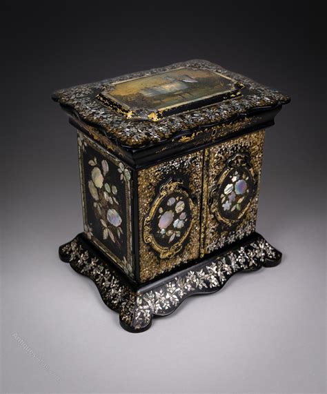 Antiques Atlas Fine Mother Of Pearl Ebonised Papier Mache Cabinet