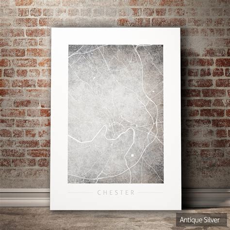 Chester Map City Street Map of Chester England Art Print | Etsy