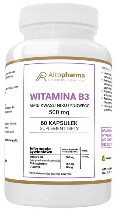 AltoPharma Witamina B3 500mg Niacyna PP 60 Kaps Sklep EMPIK