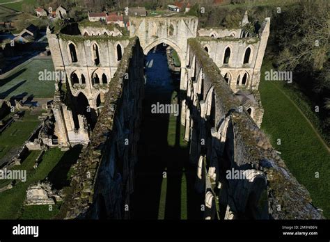 aerial view of Rievaulx Abbey. Rievaulx Village. Yorkshire Stock Photo ...