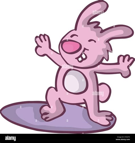 Surfing Rabbit Animal Vector Art Illustration Collection Stock Stock